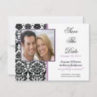 Black Damask Photo Save The Date Announcement