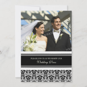 Black Damask Photo Wedding Vow Renewal Invitations