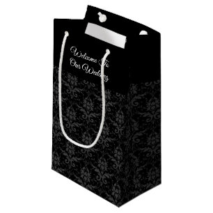Black Damask Print - Wedding Gift Bag