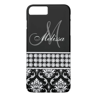 Black Damask Printed Diamonds Personalized iPhone 8 Plus/7 Plus Case