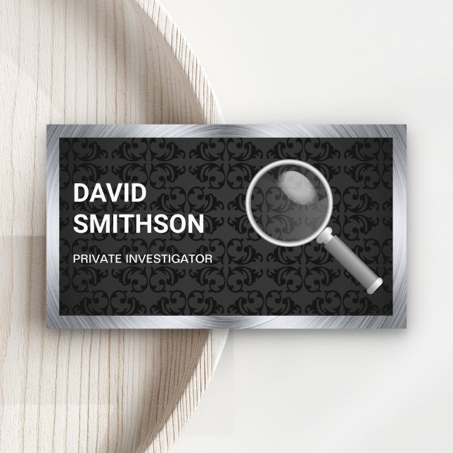 Black Damask Private Detective Investigator Business Card (Creator Uploaded)
