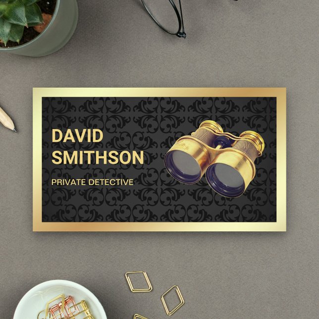 Black Damask Private Investigator Detective Business Card (Creator Uploaded)