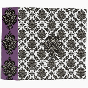 Black Damask Purple Lavender Fields Binder
