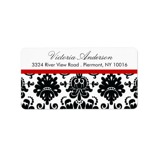 Black Damask Return Address Labels.