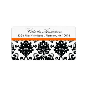 Black Damask Return Address Labels. Label