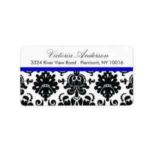 Black Damask Return Address Labels. Label