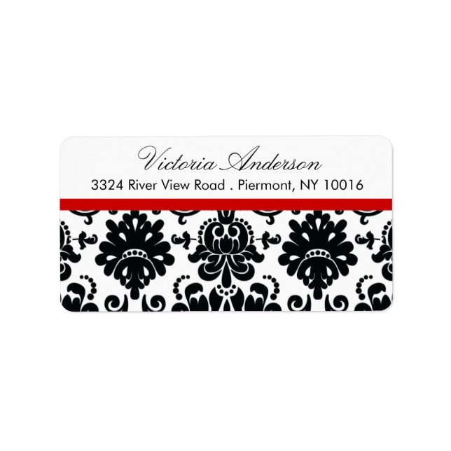 Black Damask Return Address Labels. Label (Front)