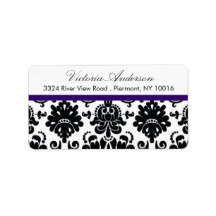 Black Damask Return Address Labels. Label