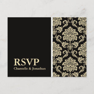 Black Damask RSVP Postcard