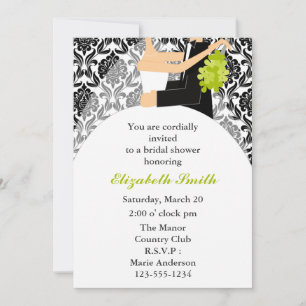 Black Damask Shower Invitation