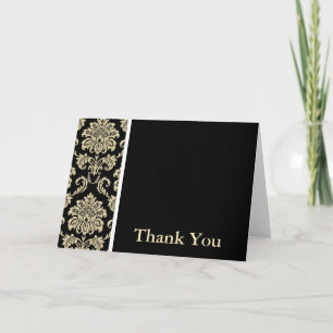 Black Damask Thank You Card