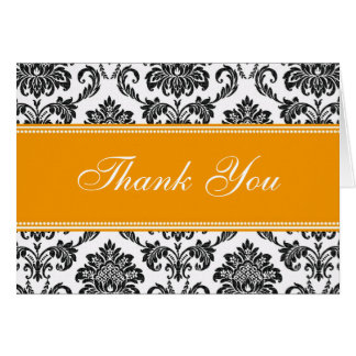 Black Damask Thank You Cards