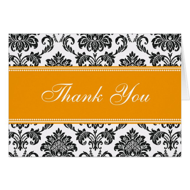 Black Damask Thank You Cards (Front Horizontal)