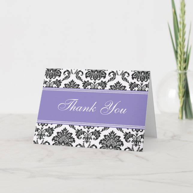 Black Damask Thank You Cards (Front)