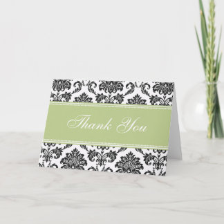 Black Damask Thank You Cards