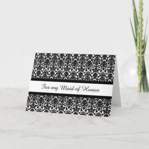 Black Damask Thank You Maid of Honour Card