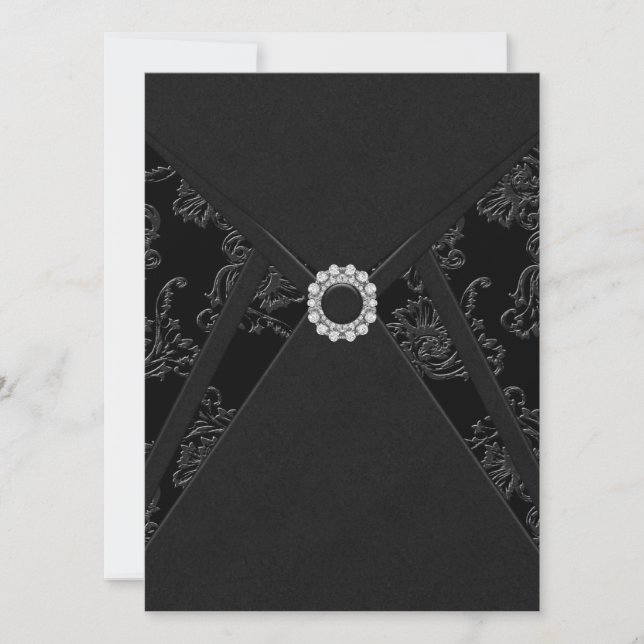 Black Damask Toutes Occasion Fête Invitations (Devant)