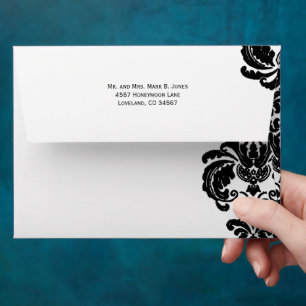 Black Damask Wedding Envelopes
