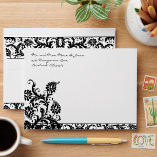 Black Damask Wedding Envelopes Black Inside