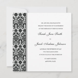 Black Damask Wedding Invitation- Customize it! Invitation