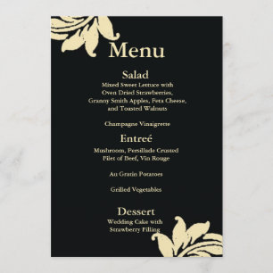 Black Damask Wedding Menu