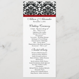 Black Damask Wedding Program