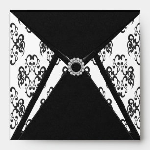 Black Damask White Diamond Damask Envelope
