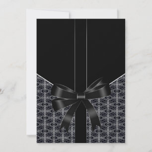 Black Damask White Lace 5x7 Wedding Invitation