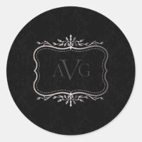 Black Damask with silver frame