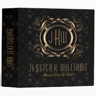 Black Damasks Floral With Baroque Floral Frame Binder