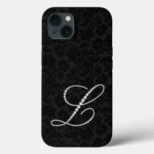 Black damasks , letter L diamonds iPhone 13 Case