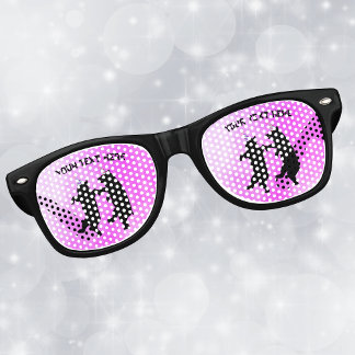 Black Dancing Bears Festive Party Hats Bright Pink Retro Sunglasses