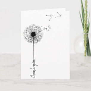 Black dandelion thank you card