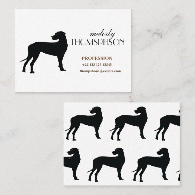 Black Dane Dog, Custom Business Card  (Front/Back)