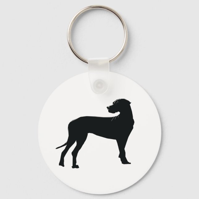 Black Dane Dog  Keychain (Front)