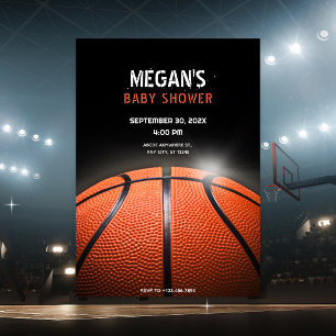 Black dark Basketball BABY SHOWER,  Invitation