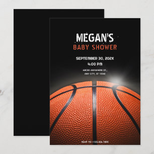 Black dark Basketball BABY SHOWER,  Invitation