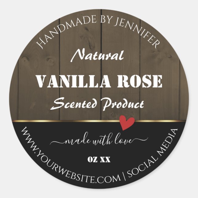 Black Dark Brown Grain produit Étiquettes Coeur (Devant)