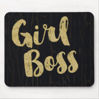 Black Dark Cracked Wood GIRL BOSS Faux Gold Office