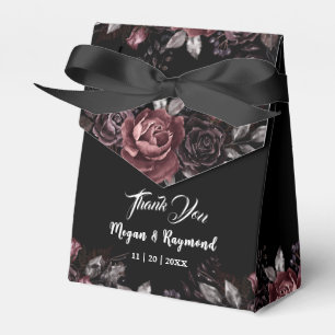 Black Dark Florals Elegant Gothic Wedding Favor Box