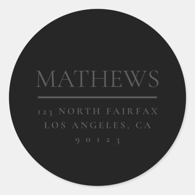 Black & Dark Grey Classic Round Sticker (Front)