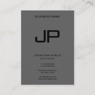 Black Dark Grey Custom Monogram Initial Elegant Business Card