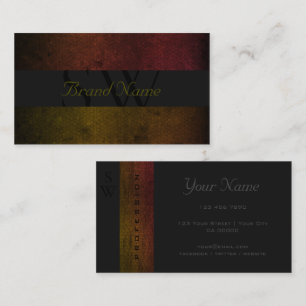 Black Dark Grey Red Yellow Colours with Initials Business Card