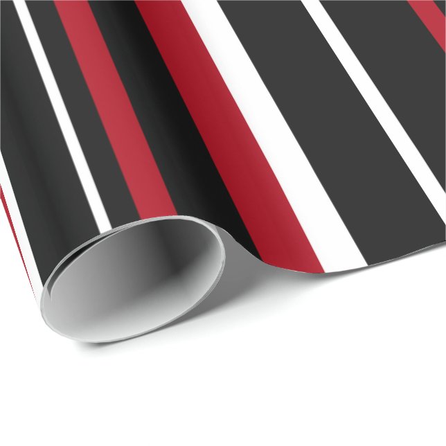 Black, Dark Red, and White Stripe Wrapping Paper (Roll Corner)