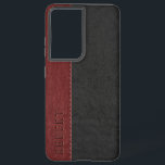 Black & Dark-Red Vintage Stitched Vintage Leather Samsung Galaxy Case<br><div class="desc">Elegant image of masculine black and dark-red stitched vintage faux leather look with customizable monogram.</div>