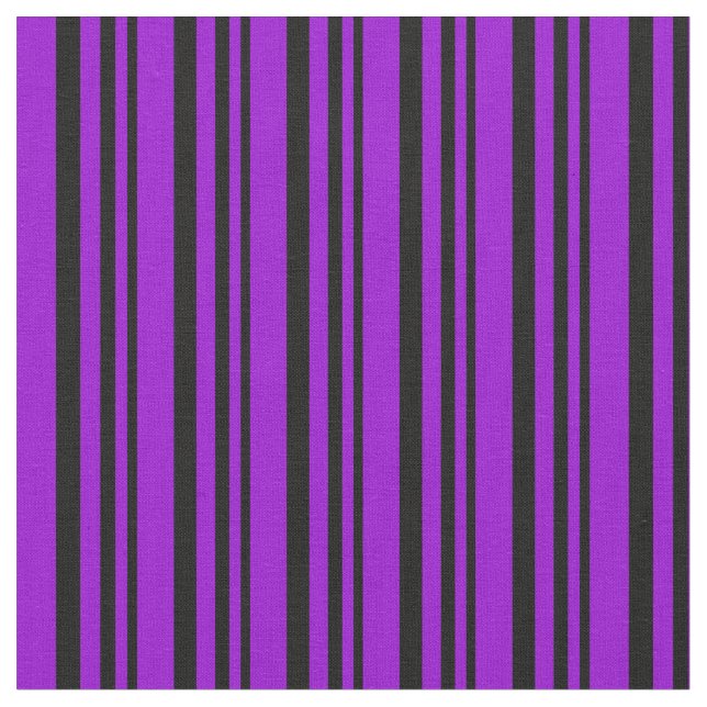 Black & Dark Violet Coloured Striped/Lined Pattern Fabric (Close Up)