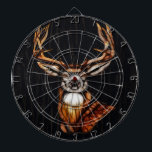 Black Dark Wooden Wood Deer Rustic Country Unique Dartboard<br><div class="desc">custom dart board</div>