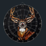 Black Dark Wooden Wood Deer Rustic Country Unique Dartboard<br><div class="desc">custom dart board</div>