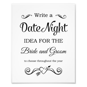 Black Date Night Ideas Wedding Sign Photo Print