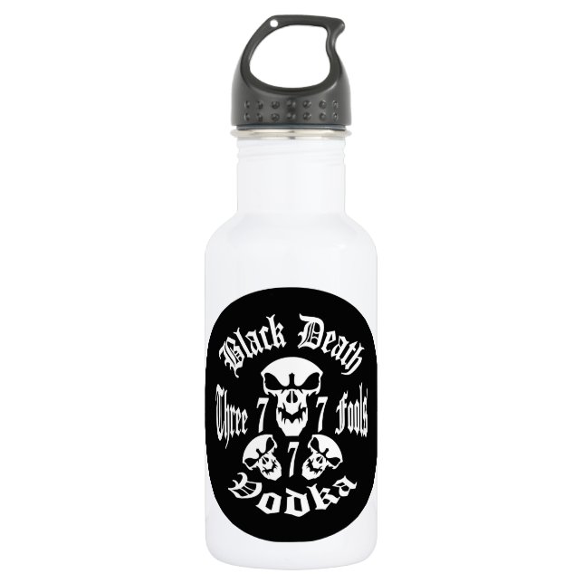 Black Death 777 - Three Fools Vodka 532 Ml Water Bottle (Front)